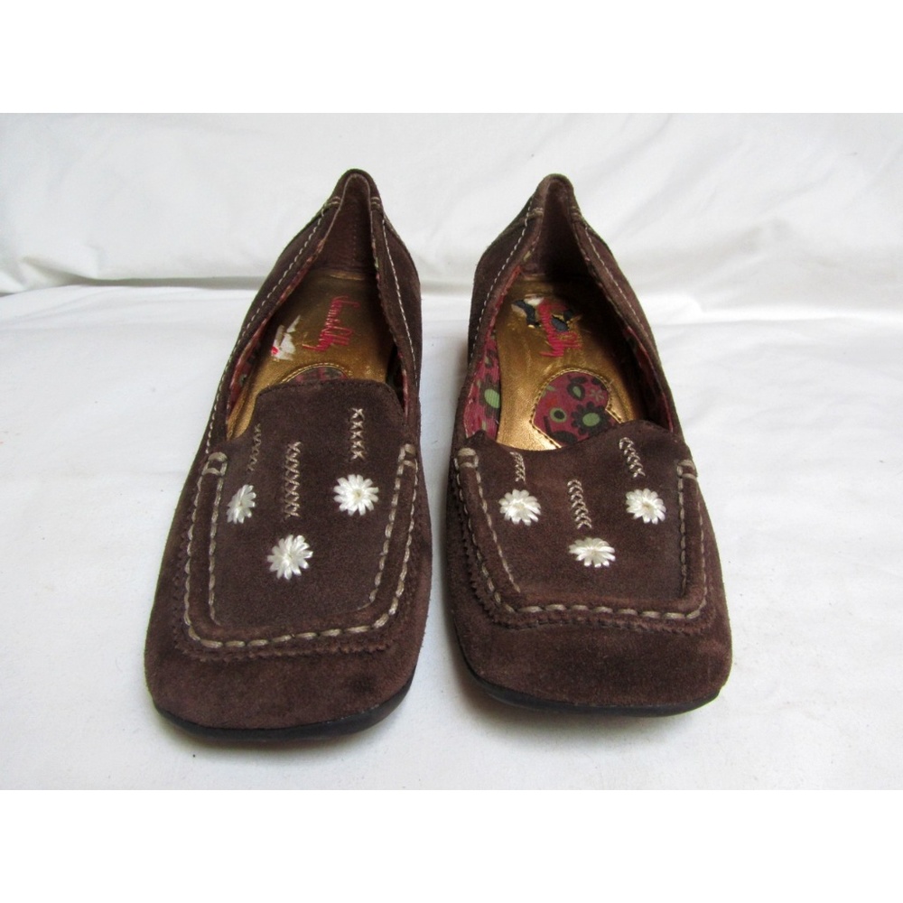 Sam & Liibby Brown Suede Wedge Loafer SZ 1.5